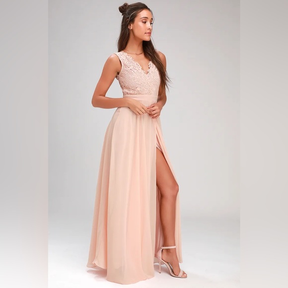Lulu’s Floor Length Blush Pink Dress Size Small - Picture 1 of 7